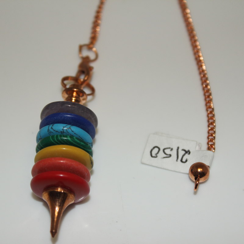 Multi-Layered Chakra (disk) Pendulum with Copper Bead Charm & Chain