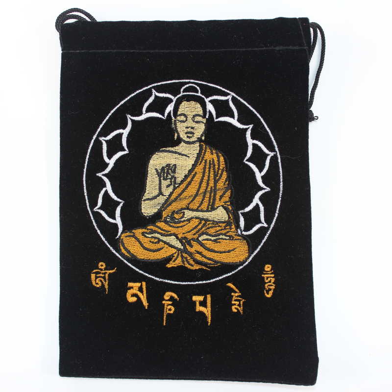 Velvet Card Bag with Embroidered Buddha